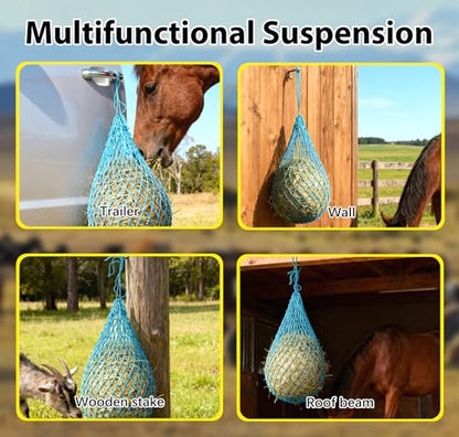 2 Pcs Hay Nets for Horses Slow Feed,40'' Horses Hay Nets,Blue - color: Blue