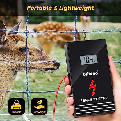Electric Fence Tester, briidea 300V-15000V Electric Fence Voltage Tester with LCD Large Display & Low Battery Reminder, Designed for Your Fence Voltage Troubleshooter, Portable & Easy to Use (MK-034)