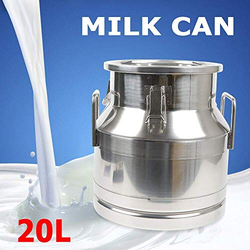 Stainless Steel Milk Can Wine Pail Bucket Jug Keg Oil Barrel Tea 10-60L Option (20L) - size: 20L