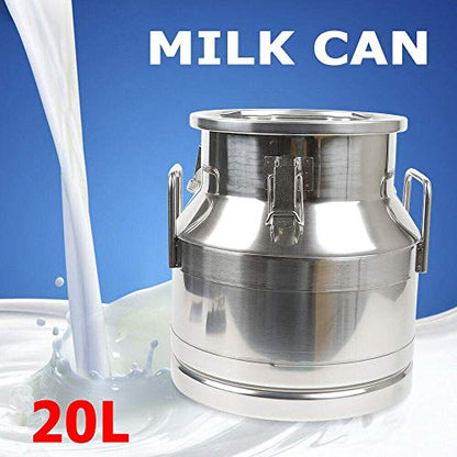 Stainless Steel Milk Can Wine Pail Bucket Jug Keg Oil Barrel Tea 10-60L Option (20L) - size: 20L