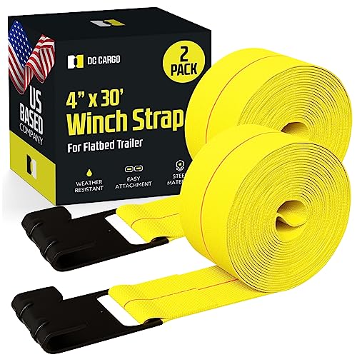 DC Cargo Mall Truck Straps, 4 inch X 30' Straps for Flatbed Trailer Heavy Duty Tie-Downs w/Flat Hooks (2-Pack) 16,500 lbs Break Strength, WLL# 5,500 lbs - size: 2-pack, style: Flat Hook