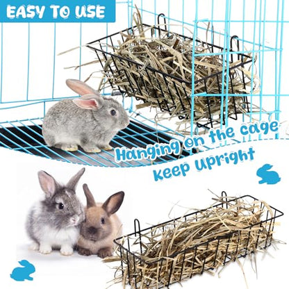 Therwen 4 Pcs Rabbit Hay Feeder Guinea Pig Heavy Duty Metal Frame Hay Rack with Hooks Cage Hanging Holder for Bunny Chinchilla Small Animals Accessories(12.4 x 3.9 x 3 Inches) - size: 12.4 x 3.9 x 3 Inches