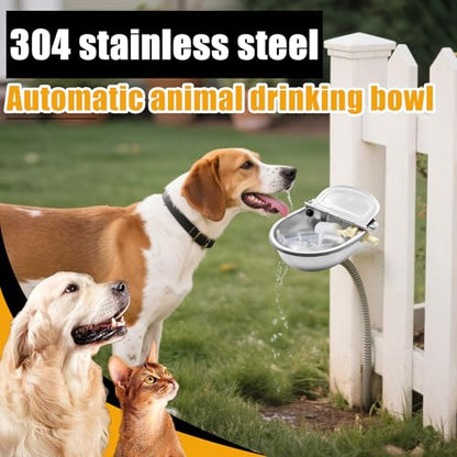 Automatic Animal Drinking Water Bowl with Float Valve and Drainage Hole 304 Stainless Steel Feeder Trough Dispenser Waterer Livestock Water Trough Suitable for Pet Dog Horse Cattle Goat Sheep（Dia 9in） - style: 2.5L-1pc