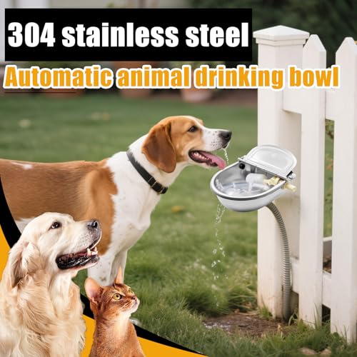 Automatic Animal Drinking Water Bowl with Float Valve and Drainage Hole 304 Stainless Steel Feeder Waterer Livestock Water Trough Suitable for Pet Dog Horse Cattle Goat Sheep 2Pcs（Dia 9in） - style: 2.5L-2pcs