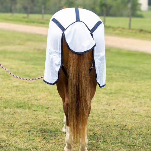 Reinsman Fly Sheet - Lightweight Breathable Ventilated Non-Slip Standard Neck Summer Mesh Sheet for Horses, White - 75" - size: 75"
