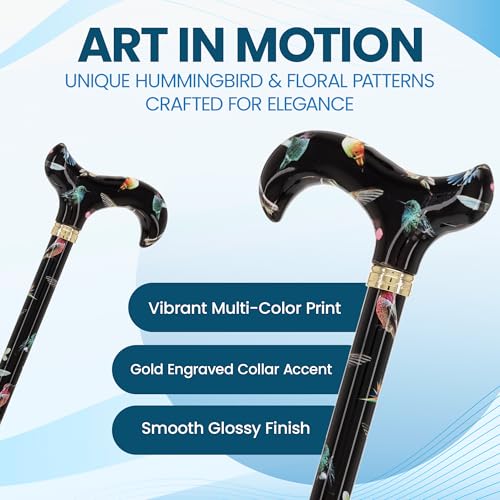 Royal RC Canes Walking Sticks for Men and Women - Stylish Designer Fashionable Adjustable Derby Canes - Lightweight Aluminum Cool Walking Sticks with HD Patterns - color: Black (Multicolor)