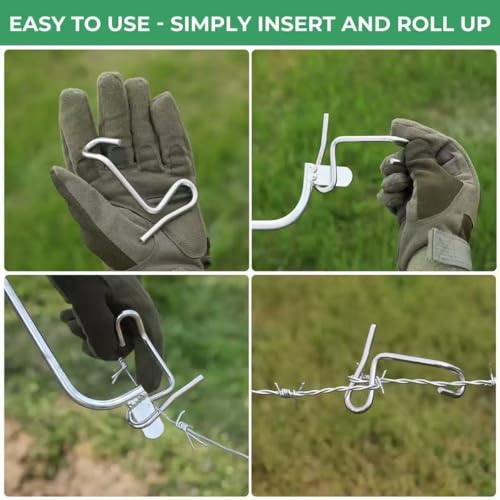 Fence Wire Tightener - 1/6" Barb Wire Fence Tools 50 Packs for Repairing & Tightening Family Garden, Farm, Garden, Ranch, and Outdoor Fencing with Tighteners Handle