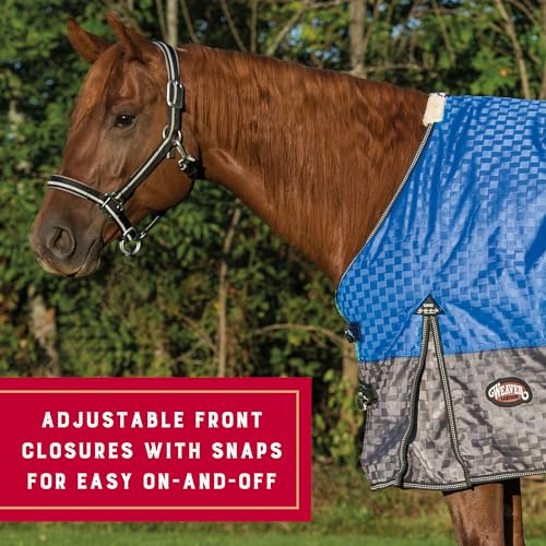 Weaver Equine 600D Premium Turnout Horse Rain Sheet with Fleece Lining, Breathable Waterproof Horse Turnout Sheet, Multi-Purpose Gear, 78", Blue - size: 78"