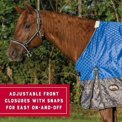 Weaver Equine 600D Premium Turnout Horse Rain Sheet with Fleece Lining, Breathable Waterproof Horse Turnout Sheet, Multi-Purpose Gear, 78", Blue - size: 78"