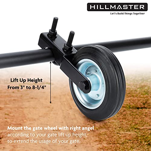 Hillmaster 6 Inch Heavy Duty Gate Helper Wheel Caster Kit with 1-5/8" to 2" Gate Frames, Black, 2 Pack - size: 2 pack