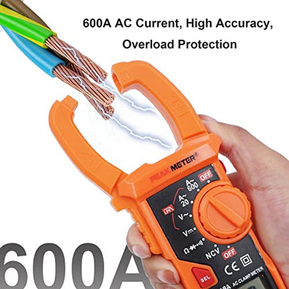 Clamp Meter Auto-Ranging Multimeter AC Current 600 A, AC/DC Voltage | Digital Amp Voltage Tester 2000 Counts AC Current, AC/DC Voltage, Resistance, NCV, LPF, Diodes, Continuity and Backlight