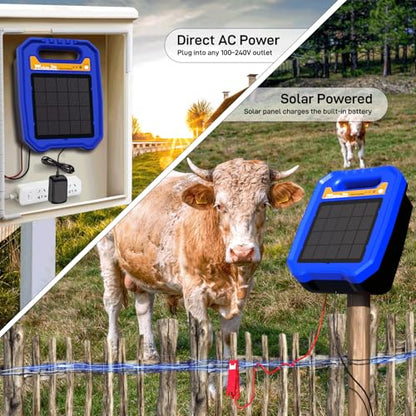 Solar Electric Fence Charger for Livestock, Low Consumption Electric Fence Controller with Smart Day/Night Mode, Suitable for Pasture or Garden Fencing - style: WL2