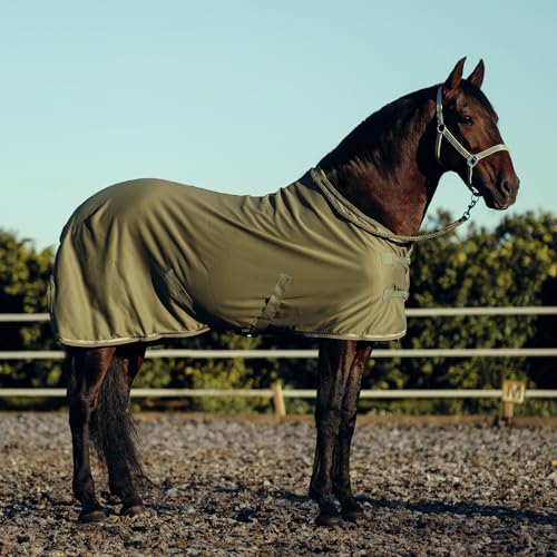 HORZE Munich Adjustable Horse Halter and 7' Lead Rope Set - Olivine Green - Horse
