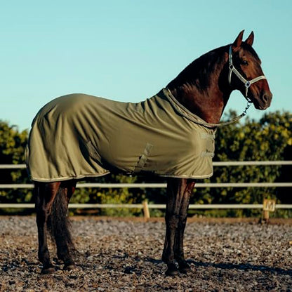 HORZE Munich Adjustable Horse Halter and 7' Lead Rope Set - Olivine Green - Horse