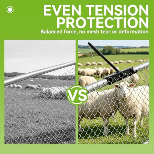 Heavy Duty Chain Link Fence Top Rail Stretcher Tool with 3 Hooks - color: Black