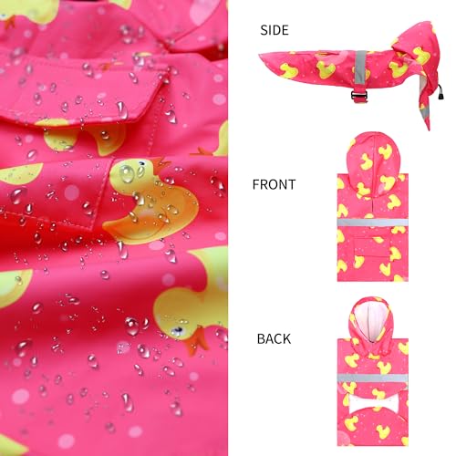 NACOCO Large Dog Raincoat Adjustable - Pet Rubber Ducks Yellow Water Proof Clothes Lightweight Rain Jacket Poncho Hoodies with Strip Reflective Pink (Pink M, Yellow Duck) - color: Pink Duck, size: Medium (Pack of 1)