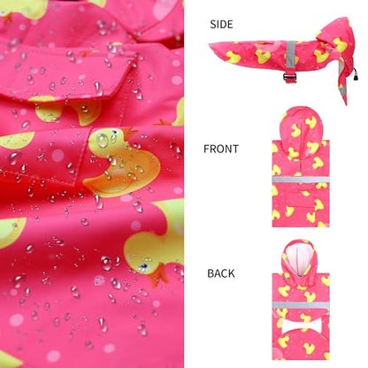NACOCO Large Dog Raincoat Adjustable - Pet Rubber Ducks Yellow Water Proof Clothes Lightweight Rain Jacket Poncho Hoodies with Strip Reflective Pink (Pink M, Yellow Duck) - color: Pink Duck, size: Medium (Pack of 1)