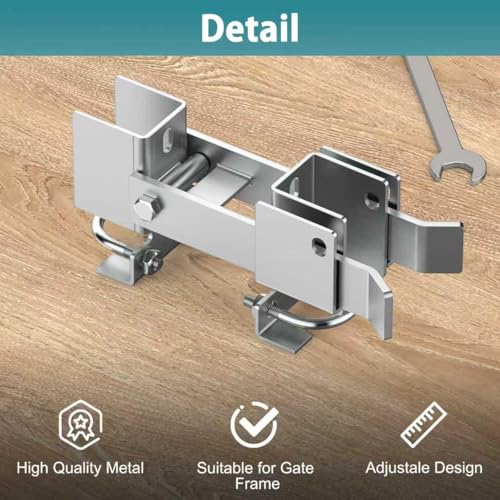 Chain Link Fence Double Gate Latch for 1-3/8" Gate Frame Residential Strong Arm Chain Link Fence Gate Latch Double Gate Latches for Metal Gates Swing Gates - color: Silver for 1-3/8" Gate Frame
