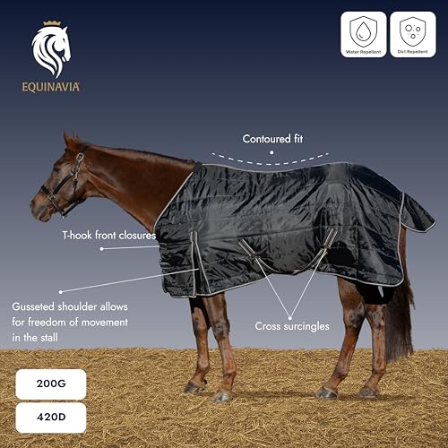 Equinavia Norse Gusseted Stable Blanket 200g - Black - 72 in - size: 72 in