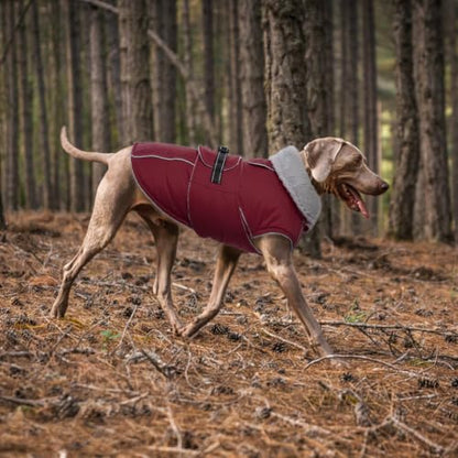 Lelepet Dog Coat Waterproof Dog Jacket Fleece Vest with Adjustable Buckle - color: Wine Red, size: S
