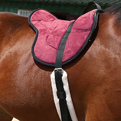 Harrison Howard Equestrian Saddle Pad Horse Riding Pad Bareback Pad with Girth - color: Burgundy