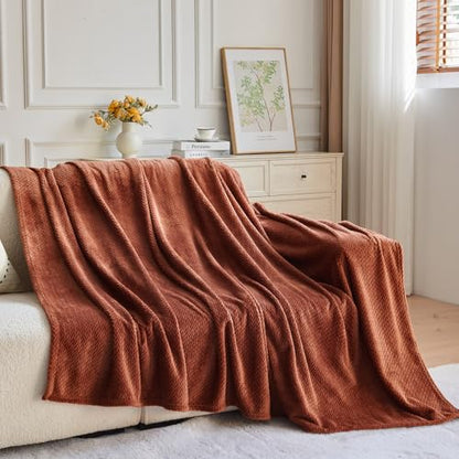 NEWCOSPLAY Fleece Leaves Pattern Throw Blanket, Coffee, 50"x60" - color: Coffee, size: Throw(50"x60")