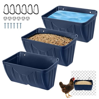 Chicken Feeder Waterer,Duck Feeder,Hanging Goat Feeder,5 Quart*3 Pack,Blue - color: 3 Pack Blue