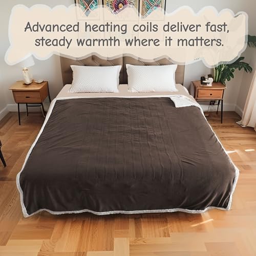 Soypipo Electric Heated Blanket 72"x84", 9 Heat Settings 10-Hour Auto-Off - color: 10-dark Brown, size: Full 72"x84"