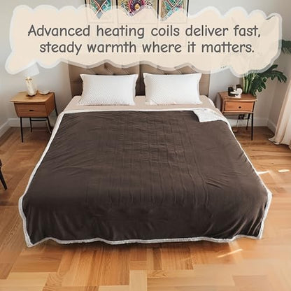 Soypipo Electric Heated Blanket 72"x84", 9 Heat Settings 10-Hour Auto-Off - color: 10-dark Brown, size: Full 72"x84"