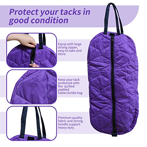Bridle Bag for Horses, Durable Nylon Bridle Halter Bag with 3 Layers Padded Horse Tack Carry Bag-Large Capacity Protect Tack - color: Purple