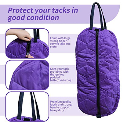 Bridle Bag for Horses, Durable Nylon Bridle Halter Bag with 3 Layers Padded Horse Tack Carry Bag-Large Capacity Protect Tack - color: Purple