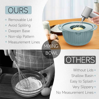4-1 Strainer with Bowl & Spoons Set - Strainers and Colanders(Patented) - Colanders for kitchen - Food Strainer with New Upgraded Graters & Spoons - Fruit Bowl for Pasta Fruits Veggie- Blue - color: Blue