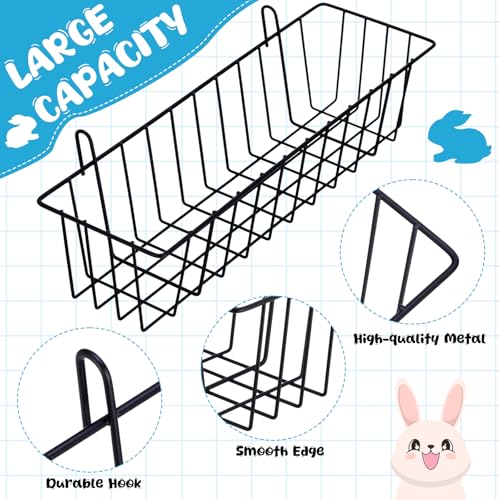 Therwen 4 Pcs Rabbit Hay Feeder Guinea Pig Heavy Duty Metal Frame Hay Rack with Hooks Cage Hanging Holder for Bunny Chinchilla Small Animals Accessories(12.4 x 3.9 x 3 Inches) - size: 12.4 x 3.9 x 3 Inches