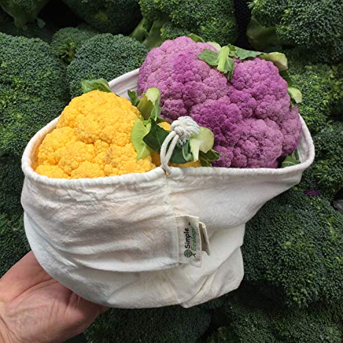Simple Ecology Reusable Grocery Produce Shopping and Storage Bags, Organic Cotton Muslin, Medium 3 pack - size: Medium (10"x12") - 3 Pack