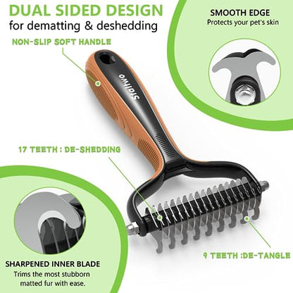 Staltwo Deshedding Dog Brush for Shedding, Undercoat Rake for Dog&Cat - color: Orange