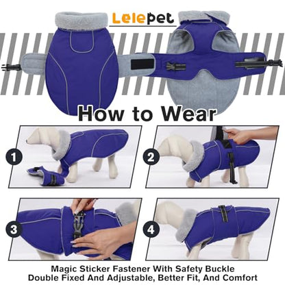 Lelepet Dog Coat Waterproof Dog Jacket Fleece Vest with Adjustable Buckle - color: Blue, size: S
