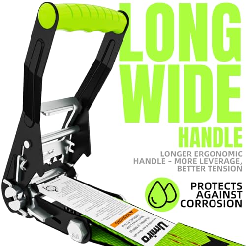 Umiro 2‘'*27' Heavy Duty Ratchet Straps with J Hooks Ratchet Strap 10,000Lbs MBS,Tie Down Ratcheting with J-Hook, Cargo Straps for Truck, Trailer, Moving(Neon Green) - color: Neon Green, size: 2 Inches X 27 Feet