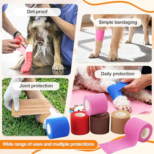 10 Pack Self Adhesive Bandage Wrap Pet Breathable First Aid Cohesive Gauze - color: Solid Color
