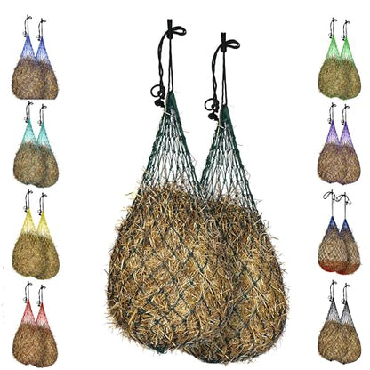 Majestic Ally Hay Net, Set of 2, Length - 54”, Holes 3"x3" for Horses - color: Hunter Green