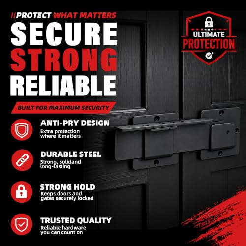 BURMONG 9" Reversible Door Latch with Padlock Hole,Heavy Duty 4mm Aluminum Alloy Adjustable Door Latch for Sliding and Swing Doors, Garages, Sheds, Barn Doors, Wooden Fences, Outdoor Gates