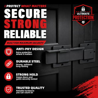 BURMONG 9" Reversible Door Latch with Padlock Hole,Heavy Duty 4mm Aluminum Alloy Adjustable Door Latch for Sliding and Swing Doors, Garages, Sheds, Barn Doors, Wooden Fences, Outdoor Gates