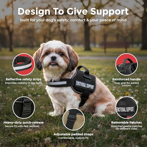 Industrial Puppy Emotional Support Vest Harness, Small 19.5-25 in, Black - color: Black, size: Small, Fits Girth 19.5-25"