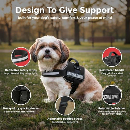 Industrial Puppy Emotional Support Vest Harness, Small 19.5-25 in, Black - color: Black, size: Small, Fits Girth 19.5-25"