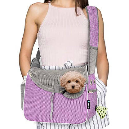 PetAmi Dog Sling Carrier Small Dogs, Hands Free Crossbody Carrier, Purple - color: Purple