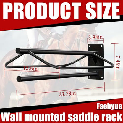 23.8"(L) x12.6(W) x7.5(H) Saddle Rack with Pad Bar Heavy Duty Wall Mounted Saddle Rack Suitable for English and Western Saddles Horse Stall Barn Trailer Tack Room - style: One Bar-1PC