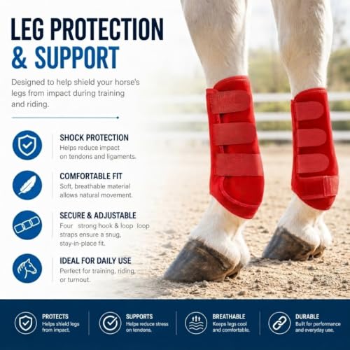 Horse Sport Boots 4 Pack Front Hind Neoprene Splint Leg Wraps - color: Red