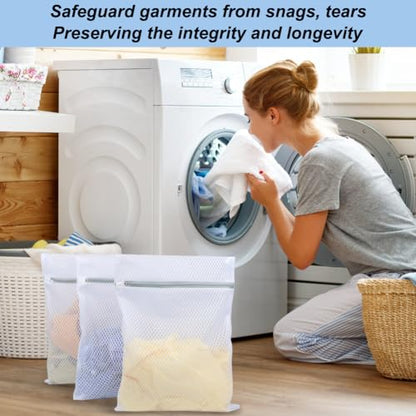 Vivifying 3Pcs Mesh Laundry Bags for Delicates, Honeycomb Mesh Wash Bags with Zipper for Washing Machine, Shoes, Lingerie, Socks and Stuffed Toys (Medium, 12.5 x 16Inches) - size: 3M(12.5" x 16")