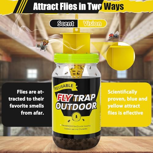 2 Fly Traps Outdoor for Patio with 2 Bait, Reusable Bug Catcher Bottle Jar - size: 2 pack2