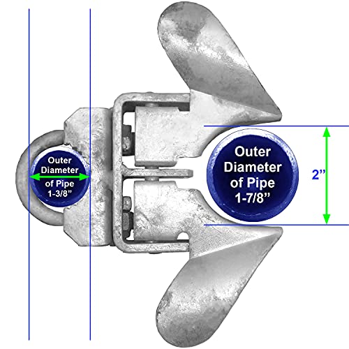 Jake Sales Chain Link Fence Butterfly Gate Latch - Fence Automatic Gate Latch - 1-3/8 Gate Frame & 1-7/8inches Gate Post inches - color: GALVANIZED, size: 1-3/8" x 1-7/8"