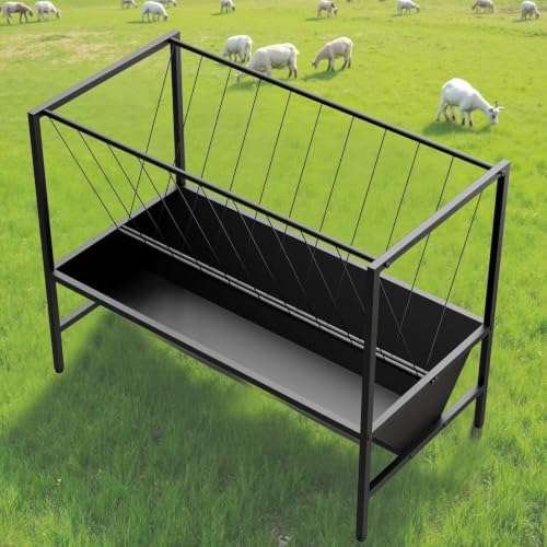 Goat Hay Feeder 45 Gallon, Heavy Duty Hay and Grain Feeder with 24 Gallon Feed Tray for Goats, Horses, Calves and Livestock, Durable Farm Feeder